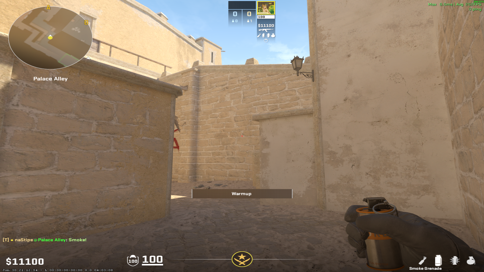 Mirage smoke lineup A Stie Smoke — throw 1, where to aim