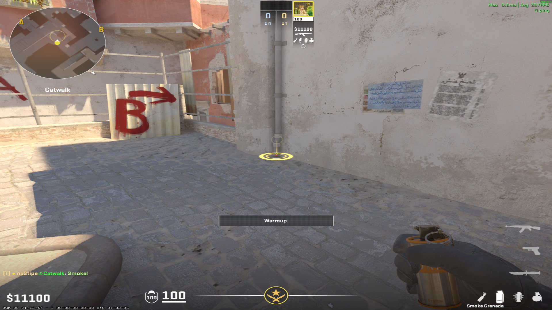 Mirage smoke lineup Palace Smoke (Full) — throw 1, where to stand