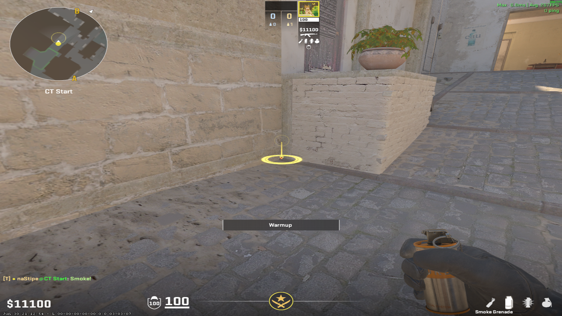 Mirage smoke lineup Backsite Smoke for Kitchen Retake — throw 1, where to stand