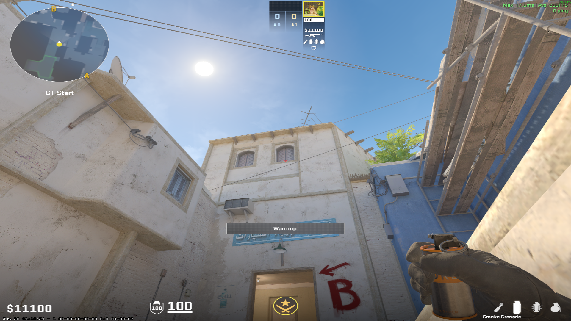 Mirage smoke lineup Aps Out — throw 1, where to aim