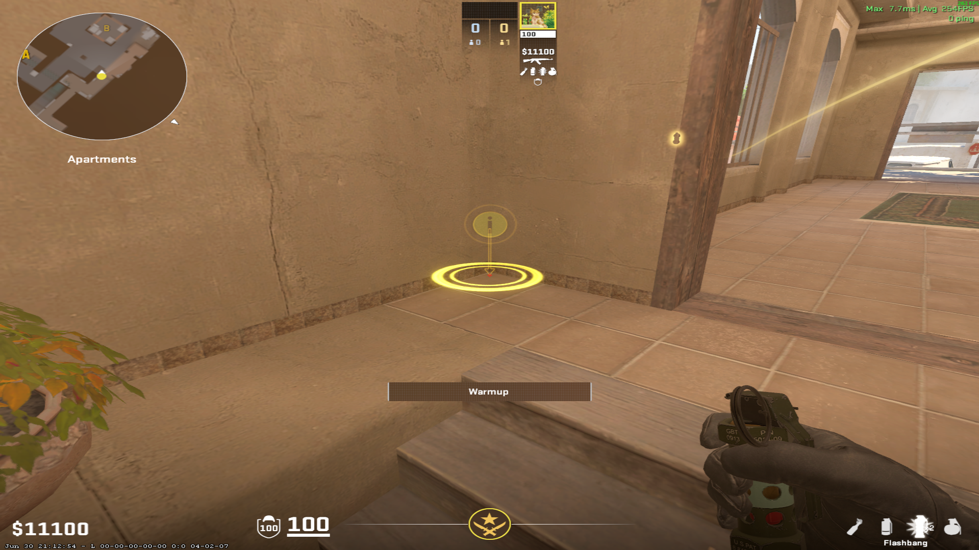 Mirage flash lineup B Pop Flash from Aps — throw 1, where to stand