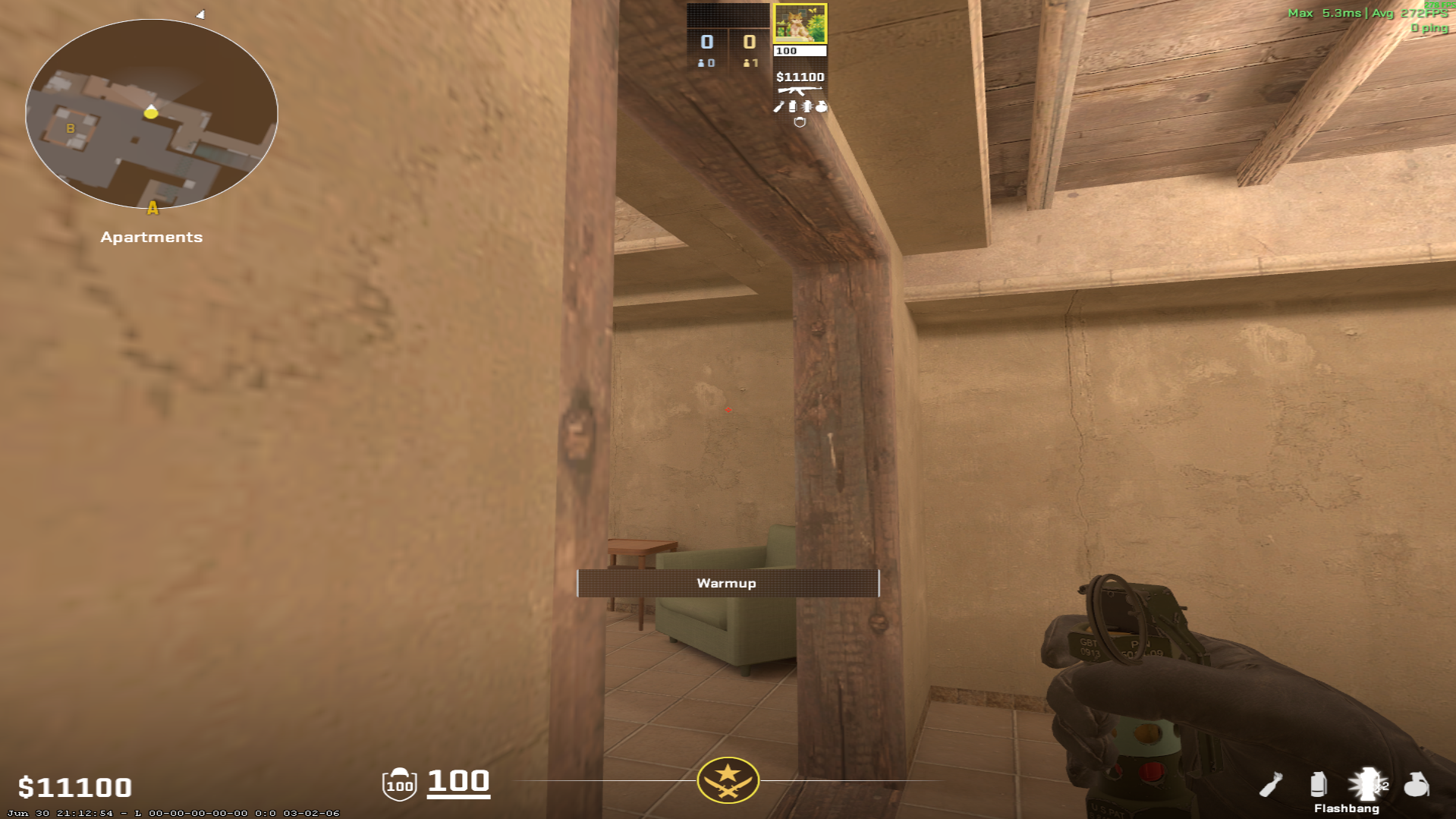 Mirage flash lineup B Pop Flash from Aps — throw 1, where to aim