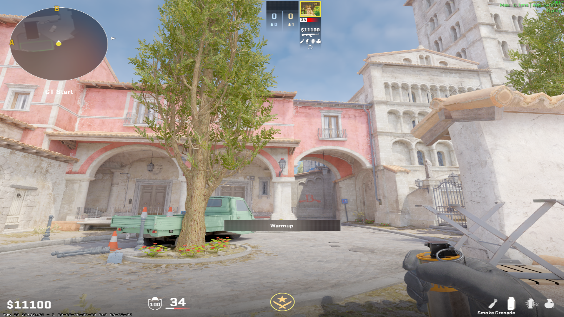 Inferno smoke lineup B Site Smoke for Retakes from CT — throw 1, where to aim