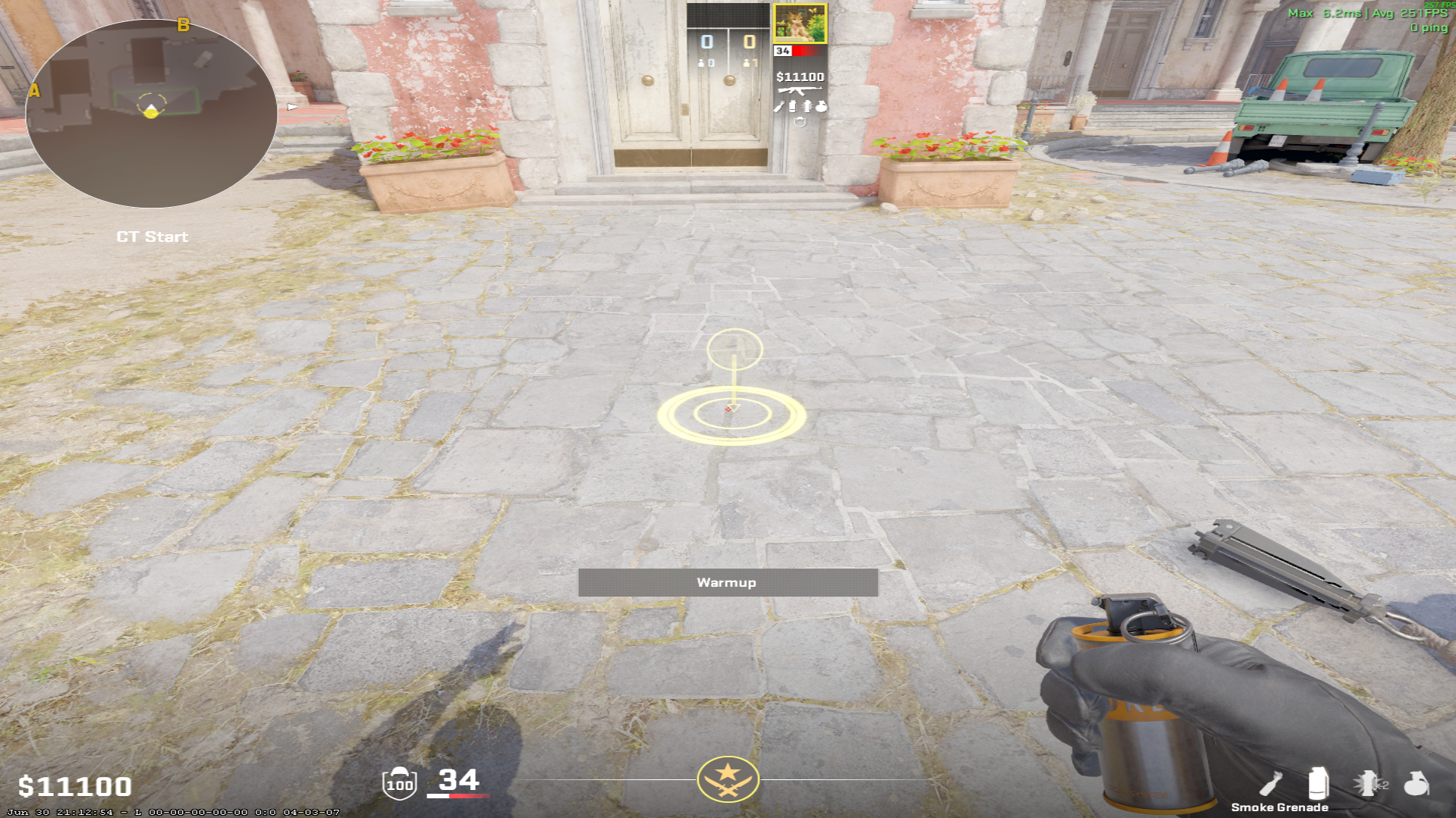 Inferno smoke lineup Short Wall Smoke from CT — throw 1, where to stand