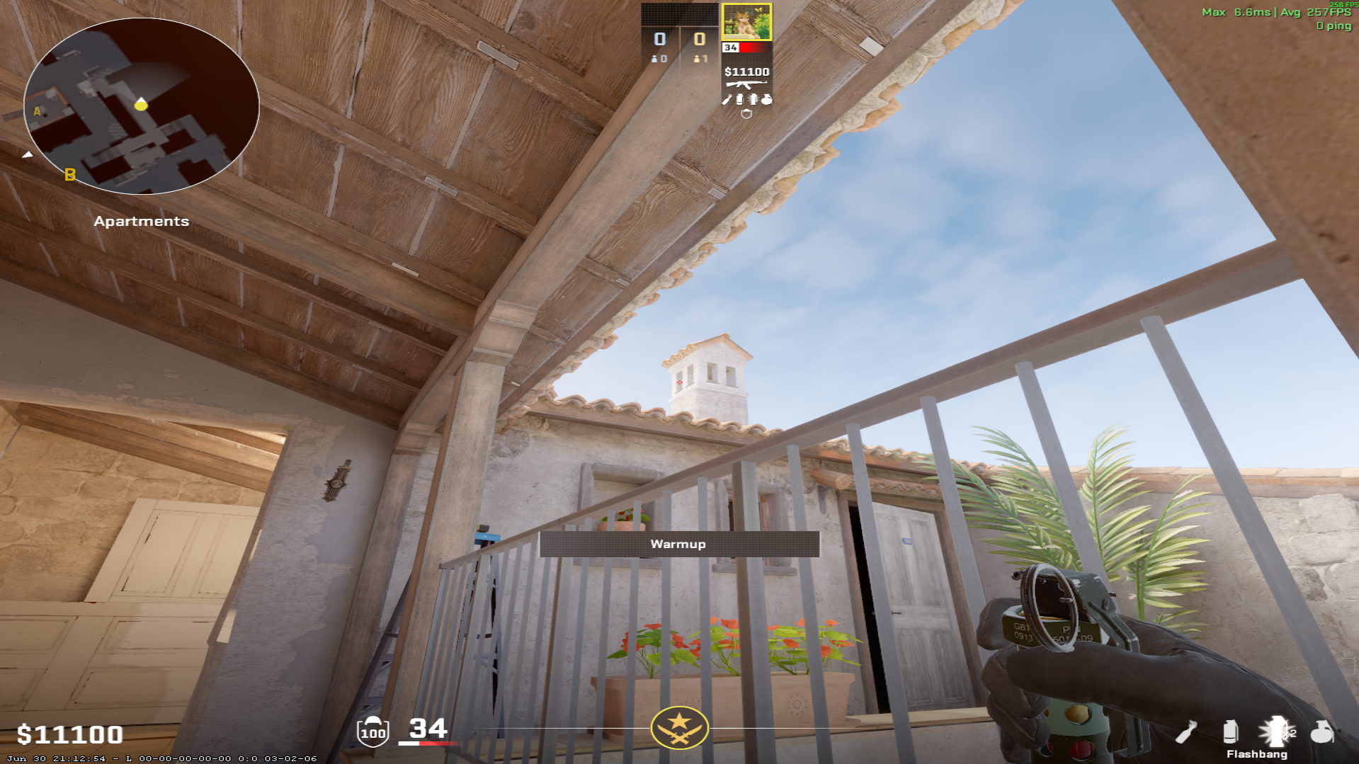 Inferno flash lineup A Pop Flash from Aps — throw 1, where to aim