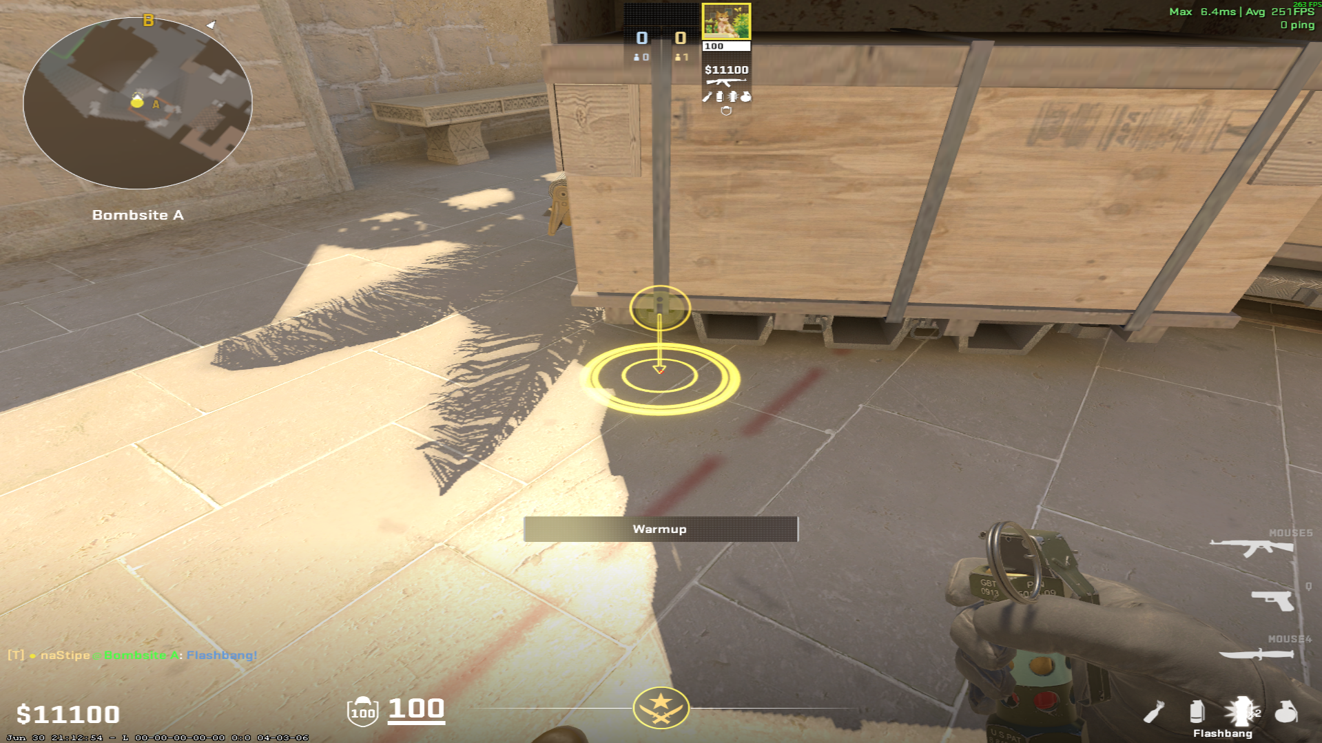 Mirage flash lineup CT Flash Ramp — throw 1, where to stand