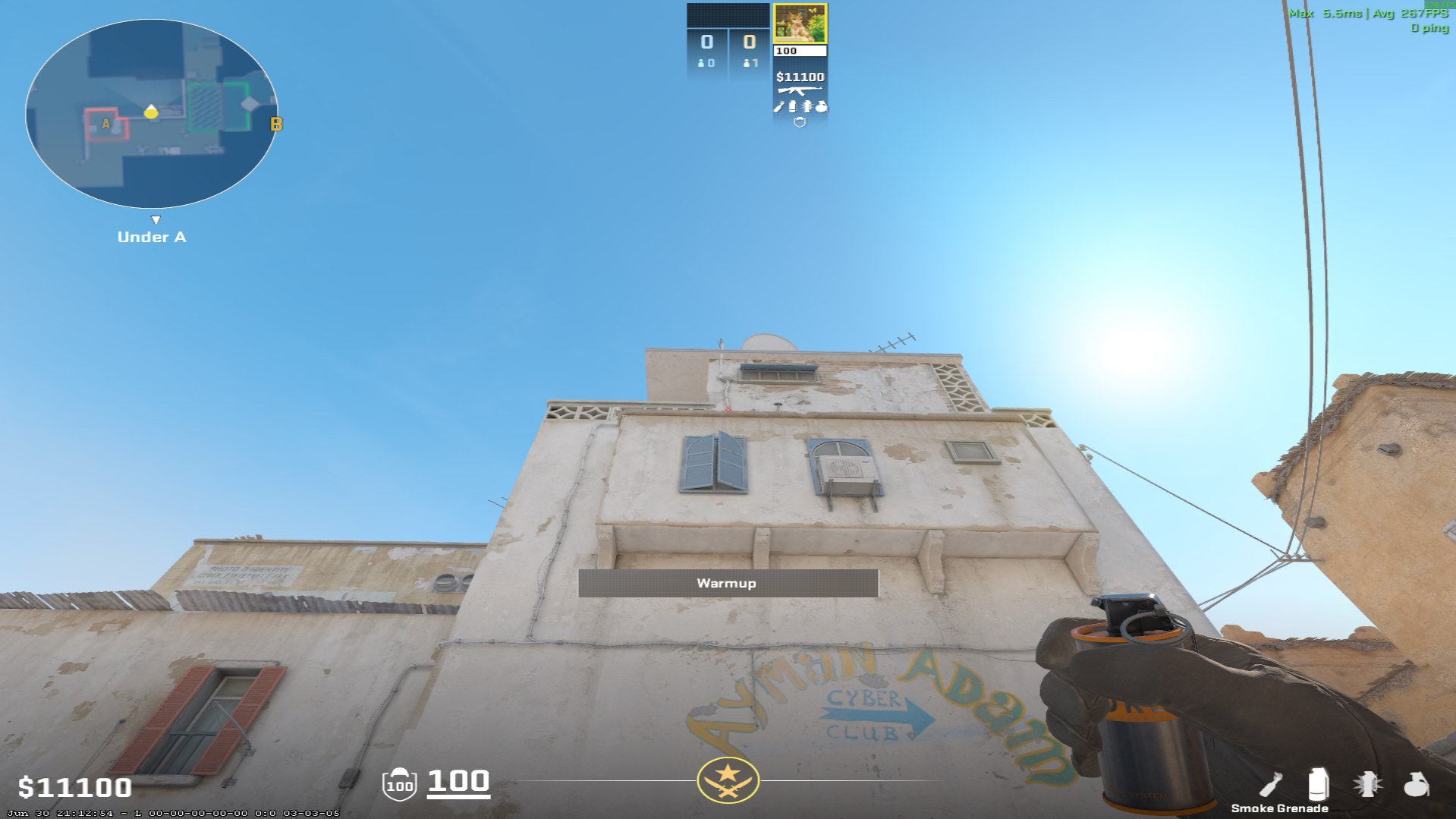 Dust II smoke lineup Long Box Smoke from CT — throw 1, where to aim