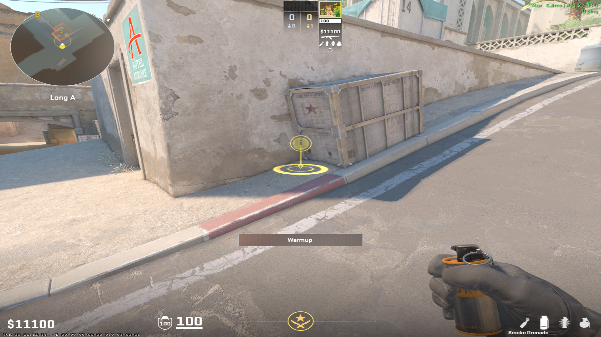 Dust II smoke lineup Deep CT Smoke — throw 1, where to stand