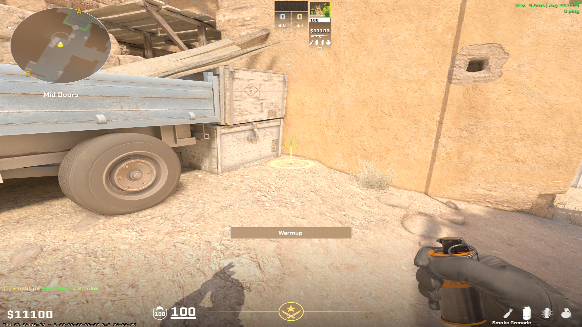 Dust II smoke lineup Mid Smoke — throw 1, where to stand