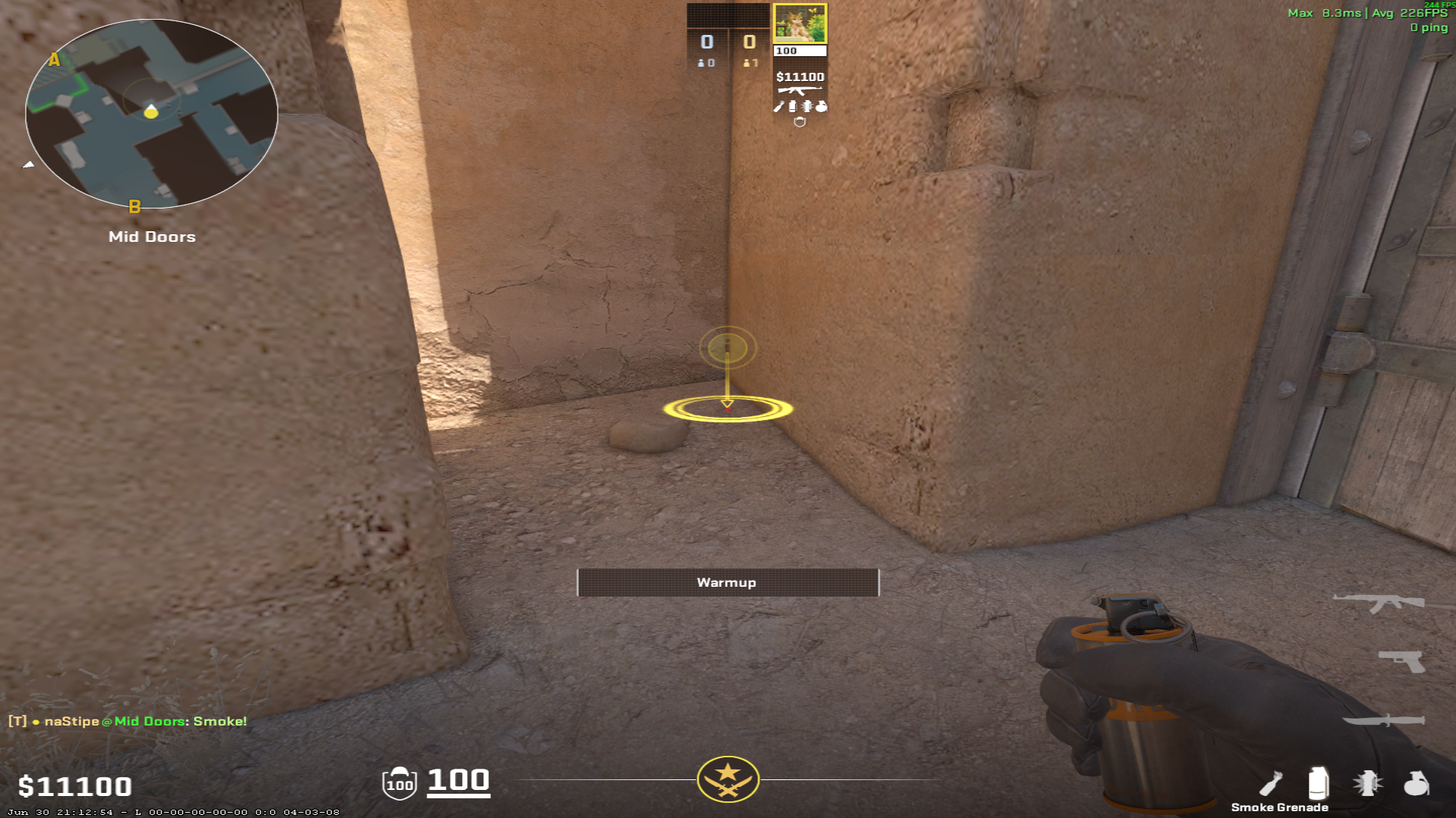 Dust II smoke lineup B Smoke for Retake from Mid — throw 1, where to stand