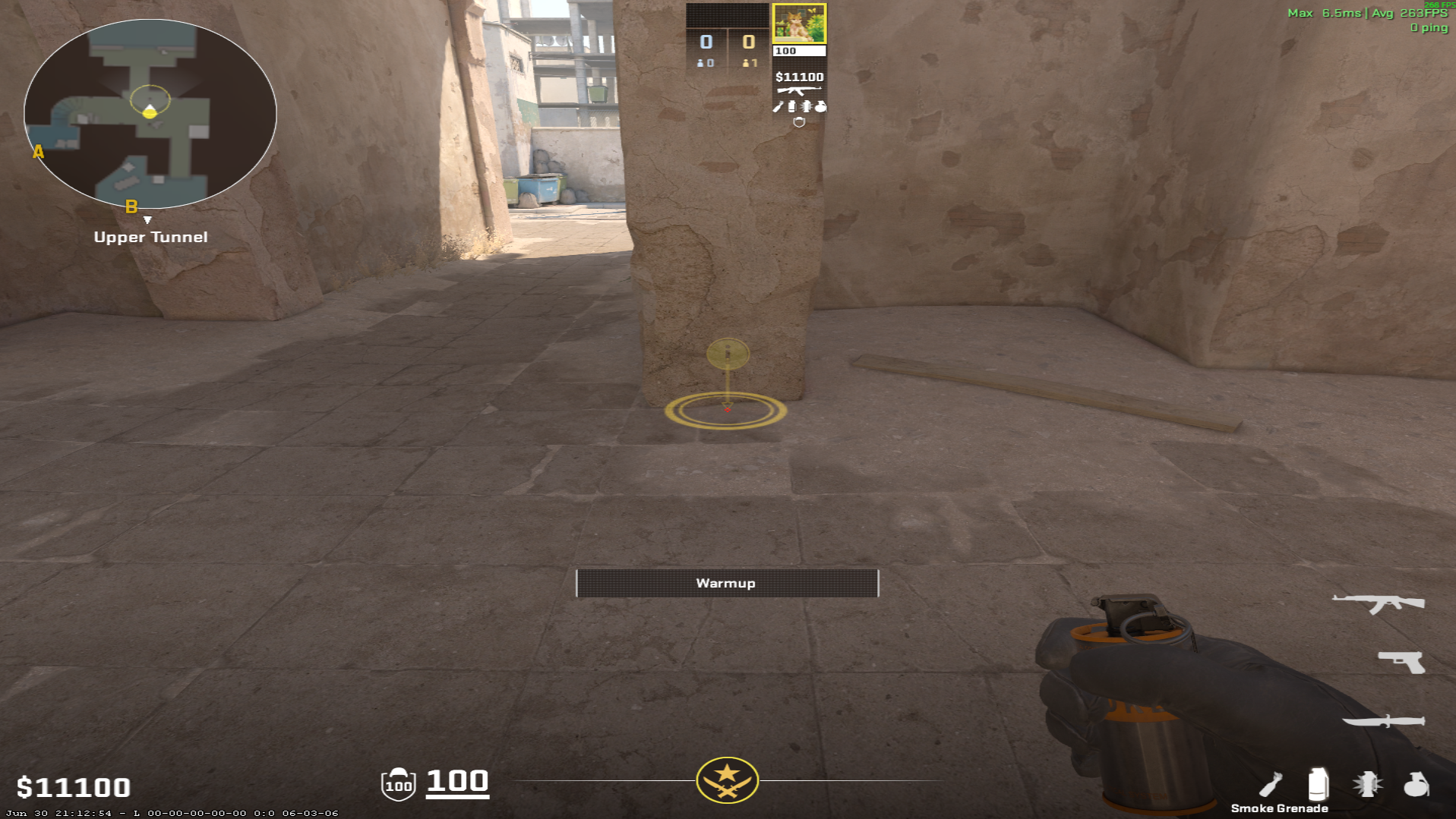 Dust II smoke lineup B Plat Smoke — throw 1, where to stand