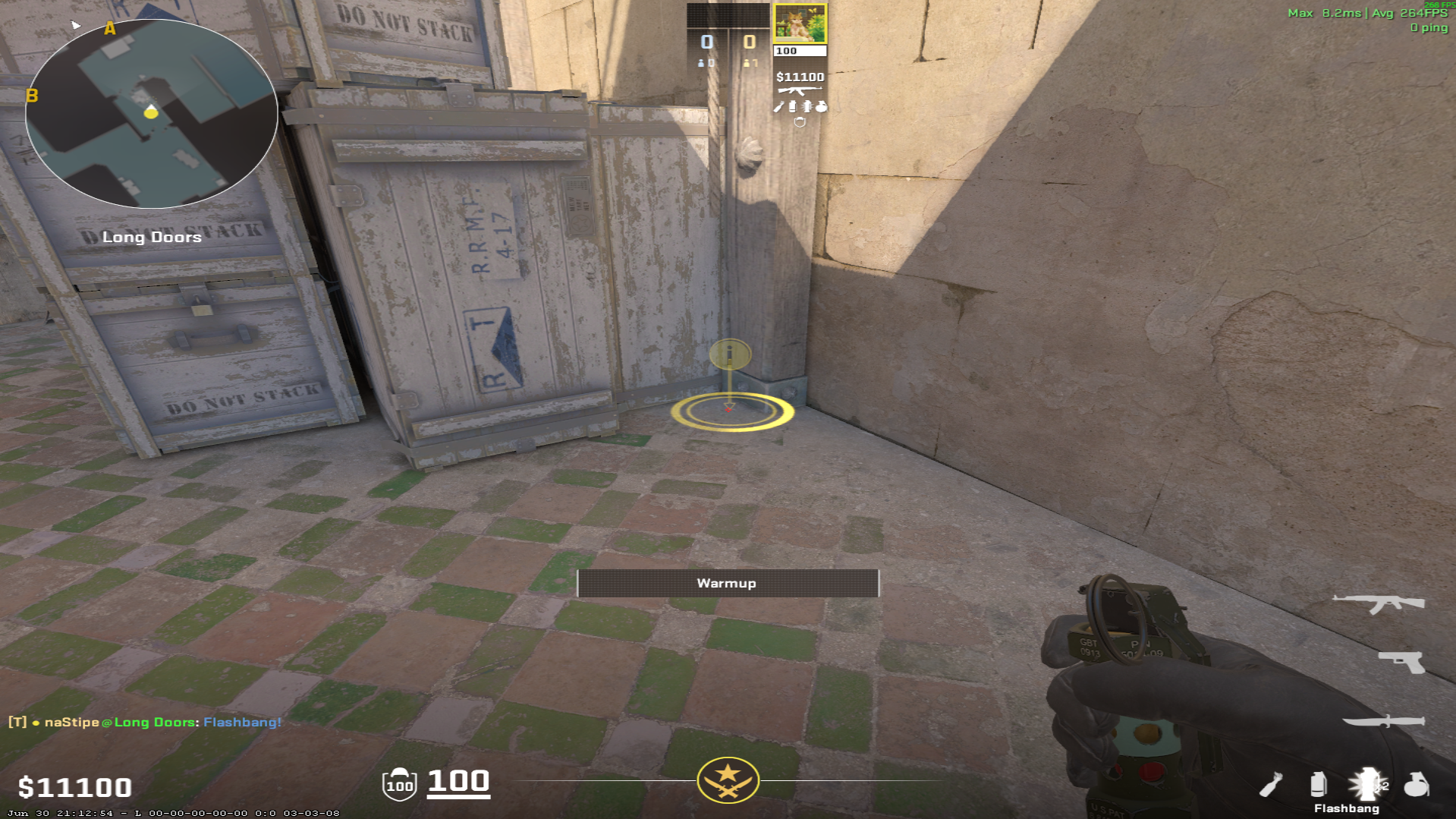Dust II flash lineup Long Flash from Box — throw 1, where to stand