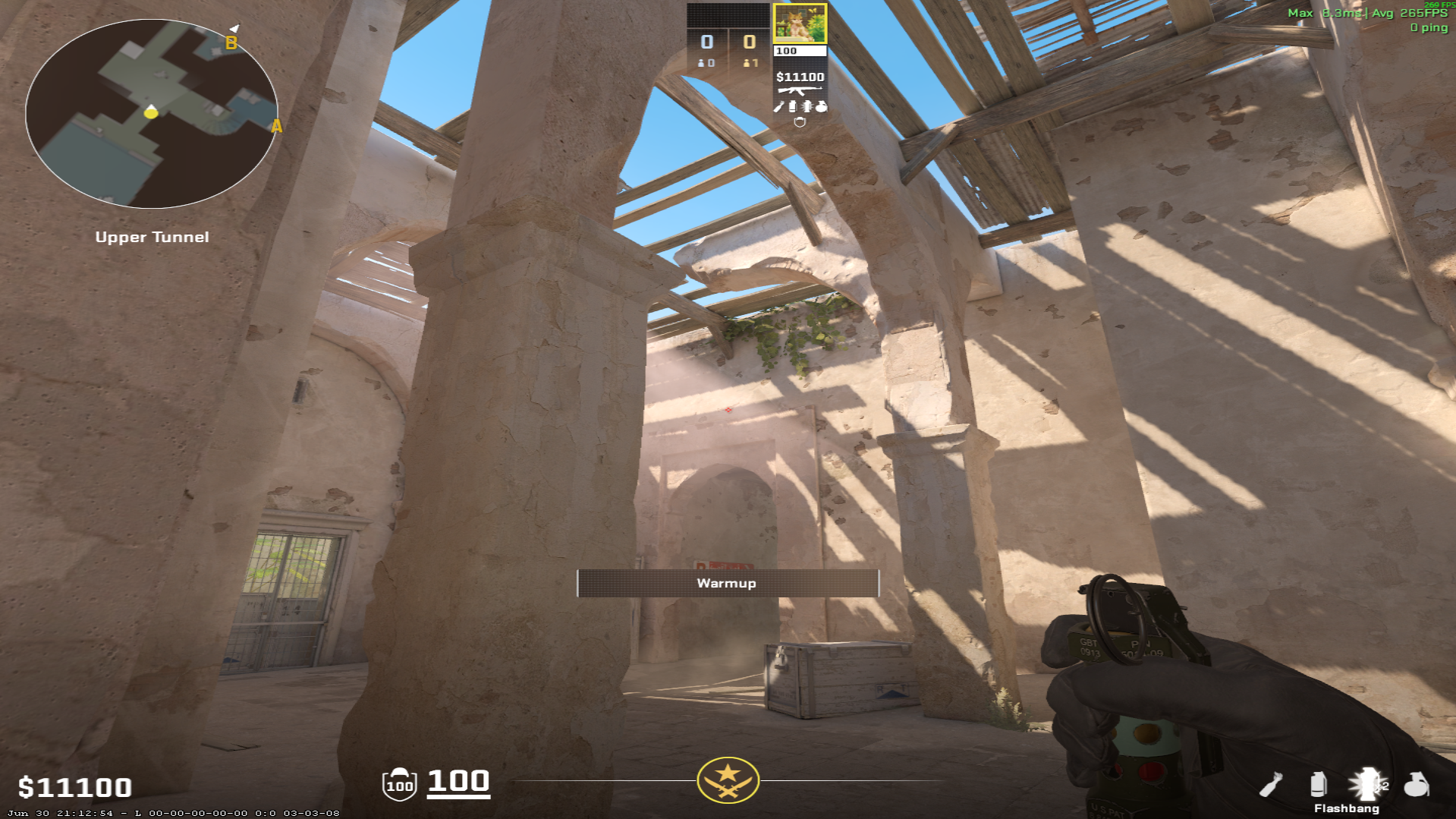 Dust II flash lineup B Flash — throw 1, where to aim