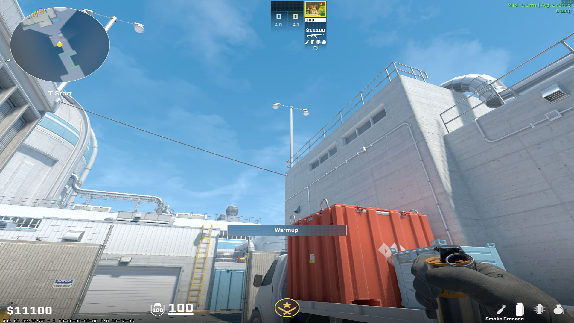 Nuke smoke lineup Outside Garage Smoke — throw 1, where to aim