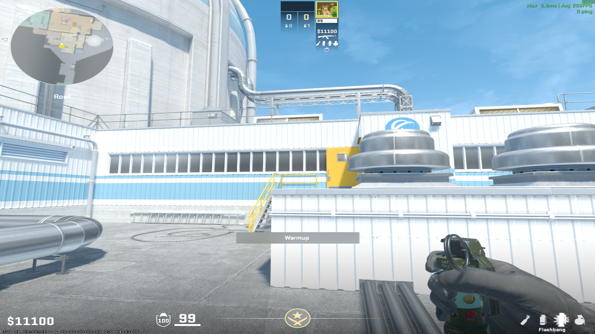 Nuke flash lineup A Site Flash from The Roof — throw 1, where to aim