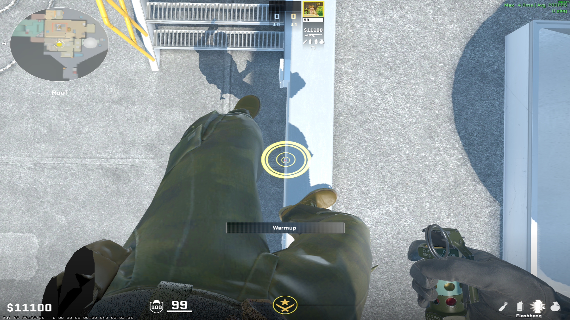 Nuke flash lineup A Site Flash from The Roof — throw 2, where to stand