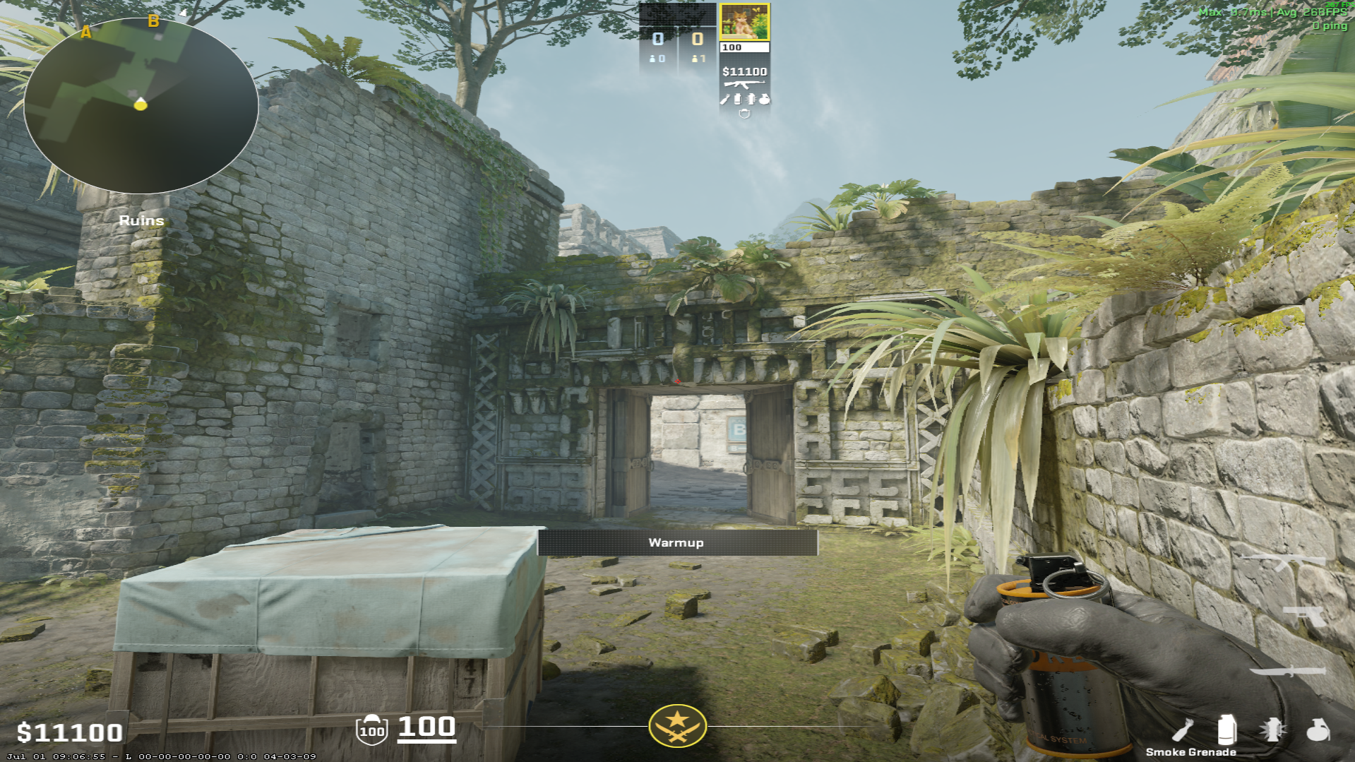 Ancient smoke lineup Short Smoke — throw 1, where to aim