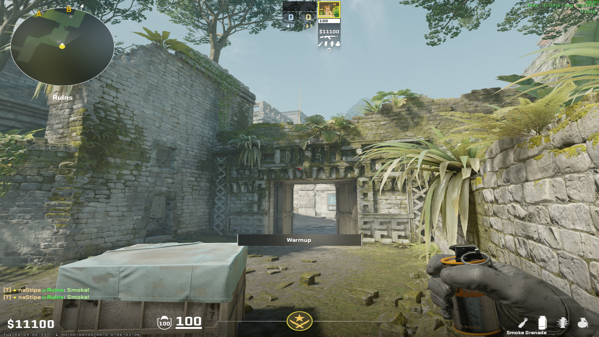 Ancient smoke lineup Cave Smoke (B Site) — throw 1, where to aim