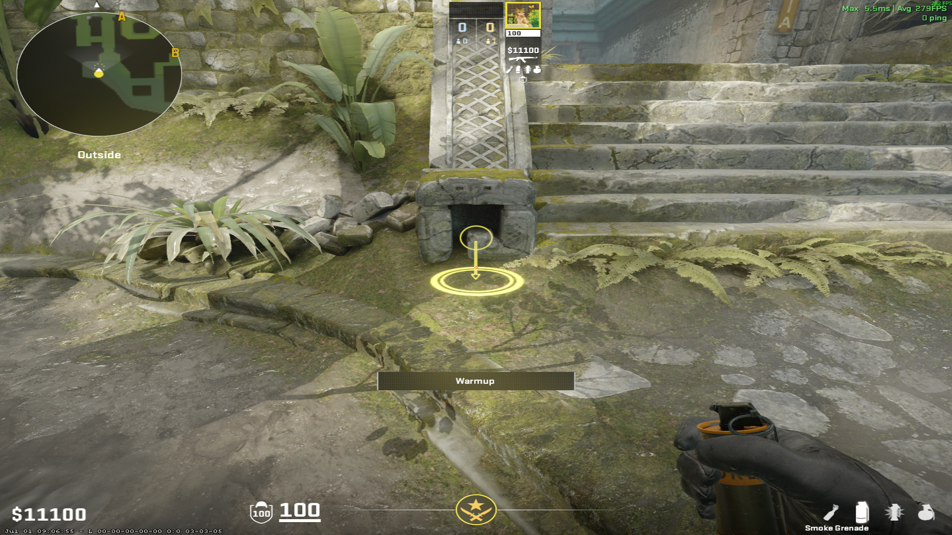 Ancient smoke lineup CT From A Main — throw 1, where to stand