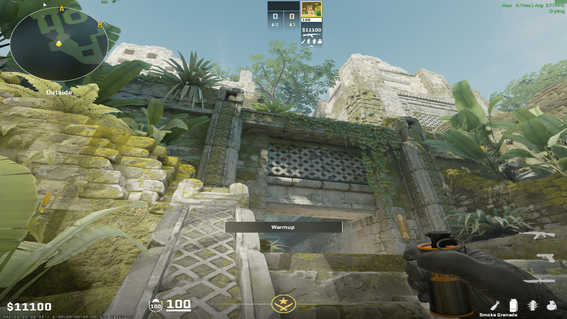 Ancient smoke lineup A Donut from A Main — throw 1, where to aim