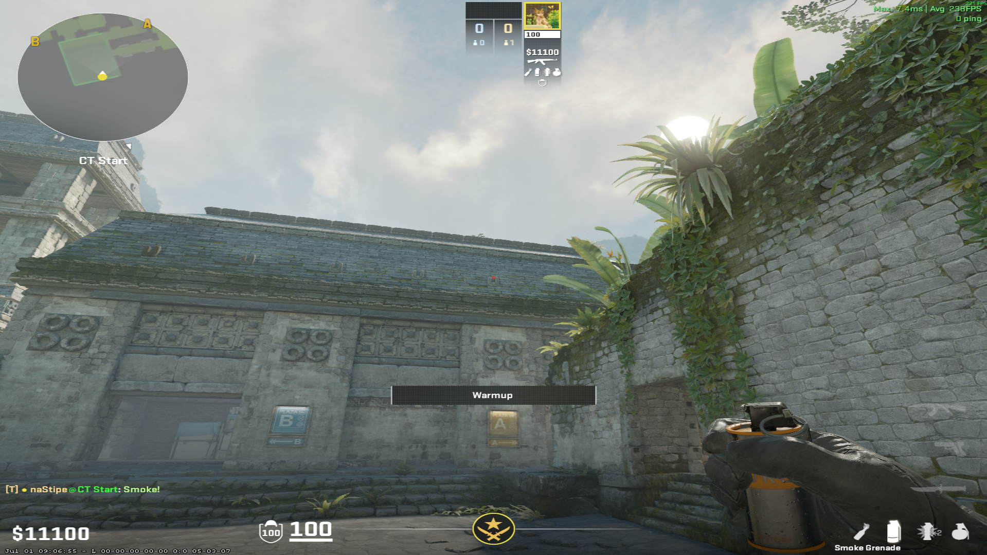 Ancient smoke lineup Elbow Smoke — throw 1, where to aim