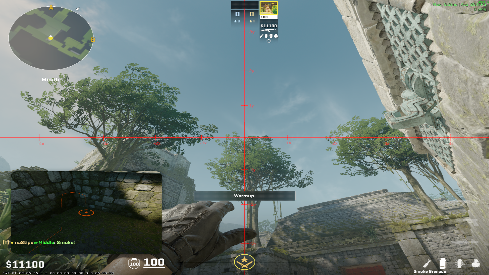 Ancient smoke lineup XBox Smoke from Mid — throw 1, where to aim