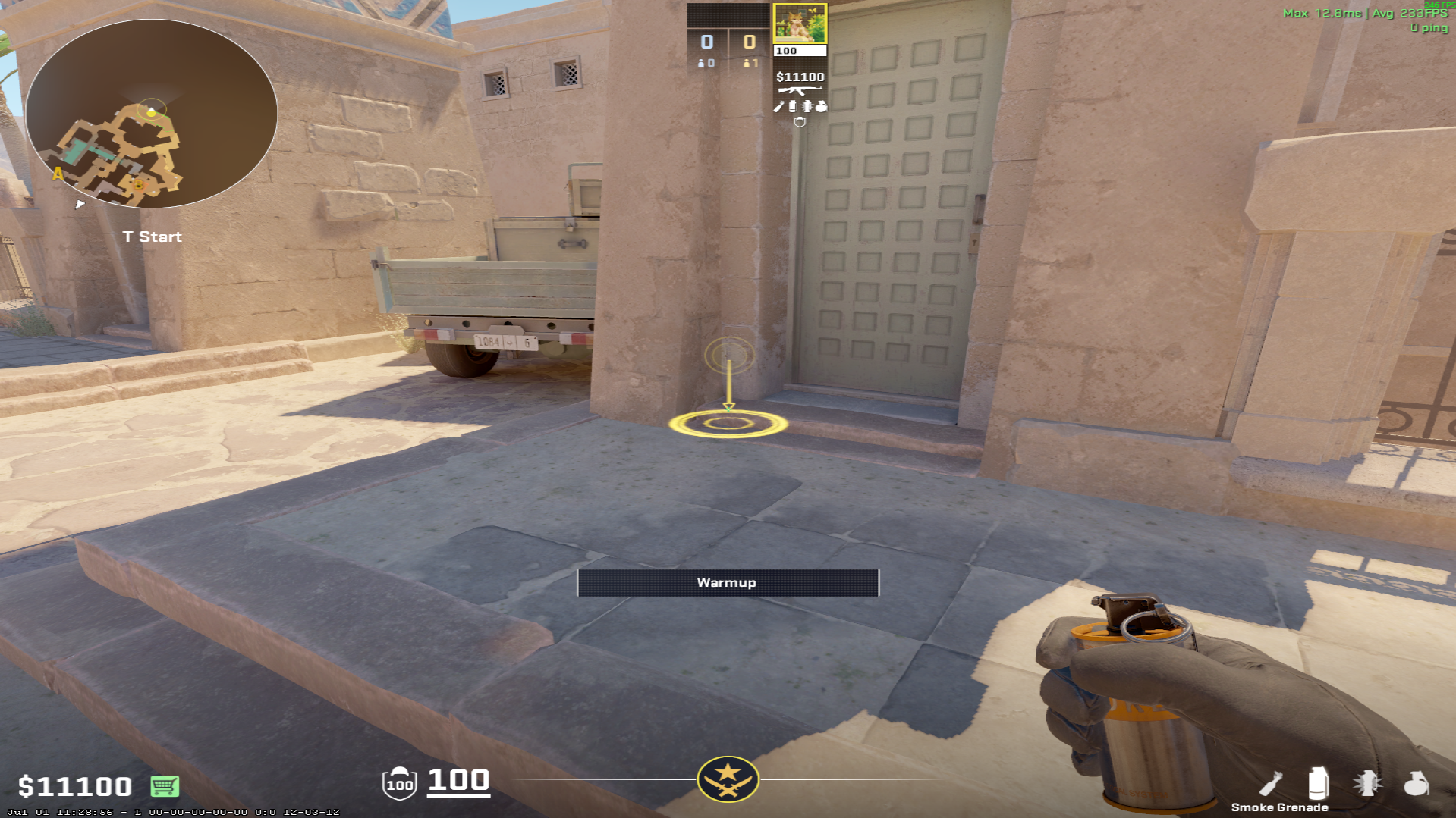 Anubis smoke lineup Wide Connector Smoke (Water) — throw 1, where to stand