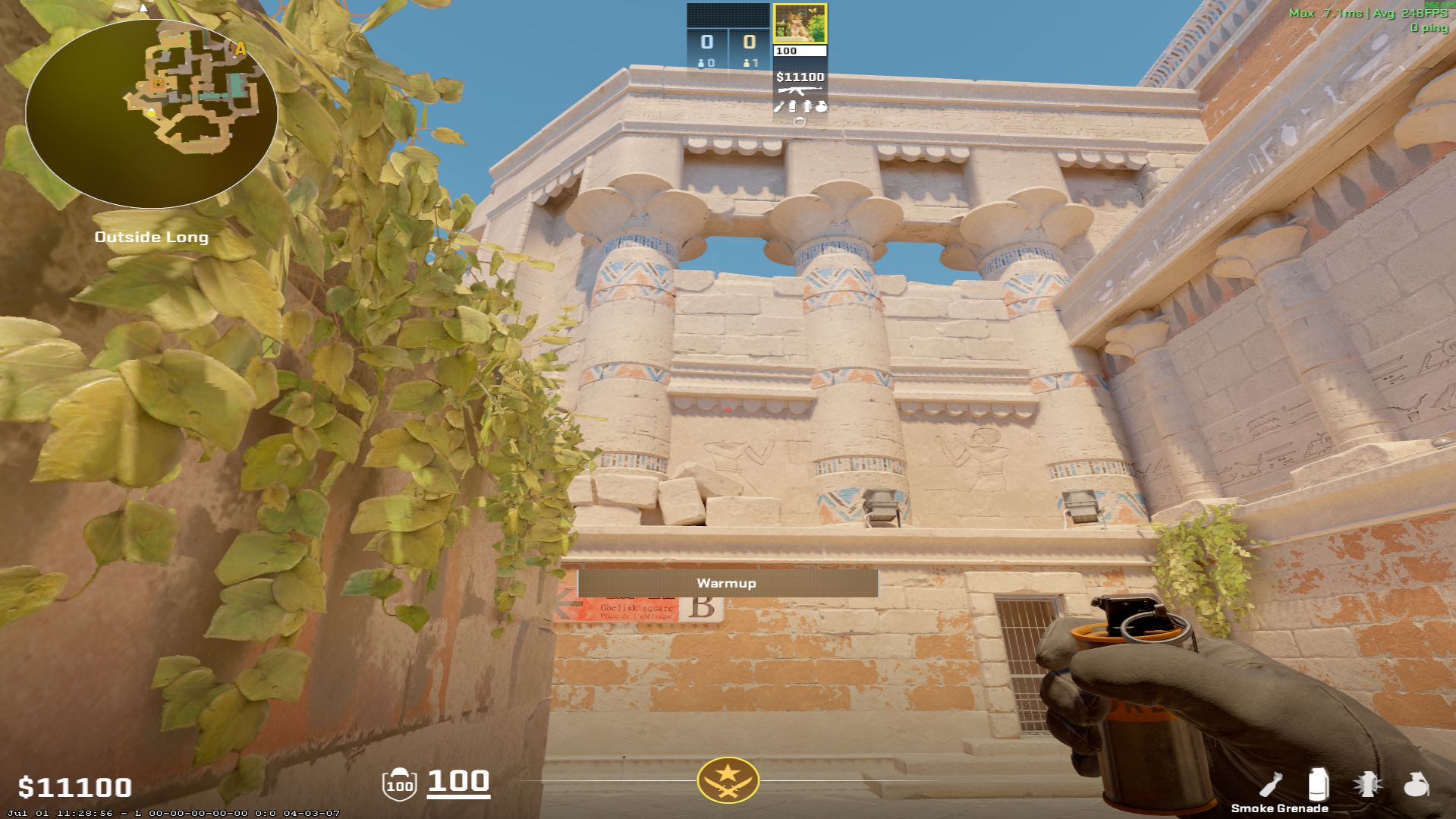 Anubis smoke lineup B Site — throw 1, where to aim