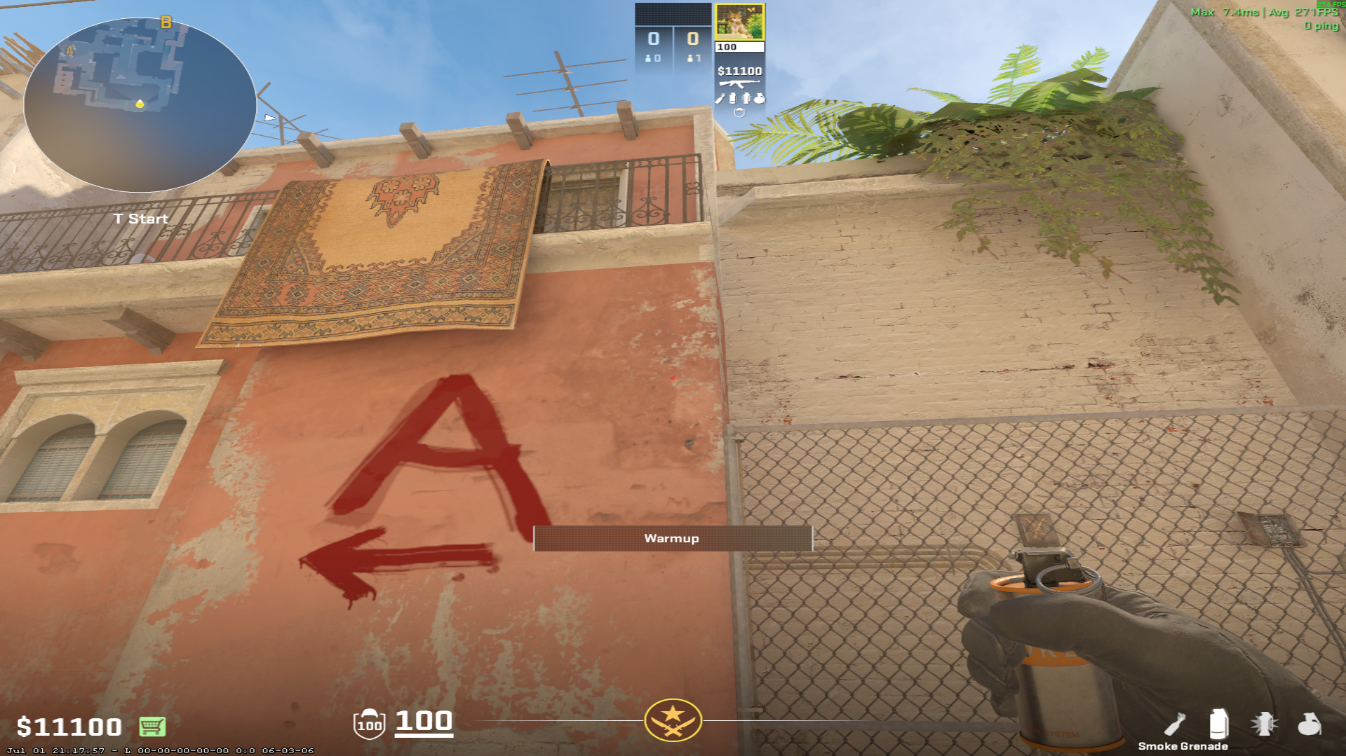 Mirage smoke lineup Start Smoke — throw 1, where to stand