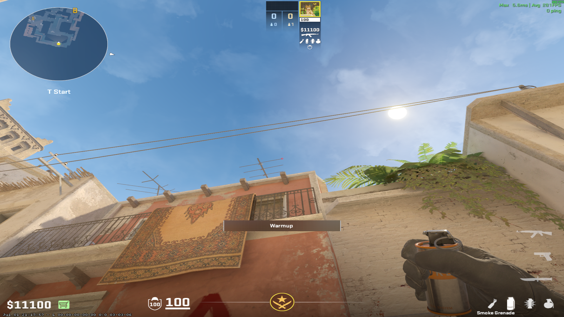 Mirage smoke lineup Start Smoke — throw 1, where to aim