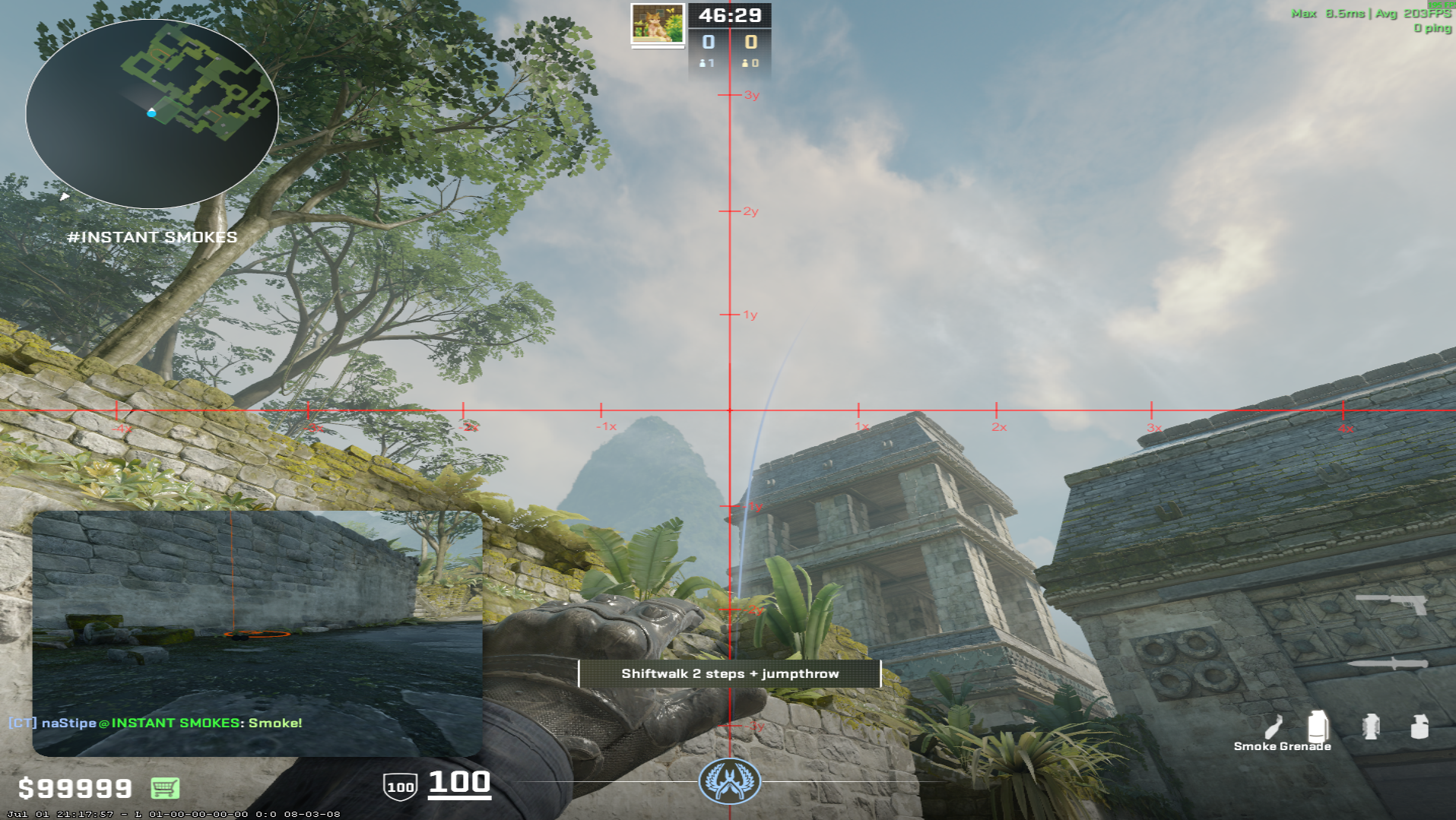 Ancient smoke lineup B Ramp Smoke — throw 1, where to aim