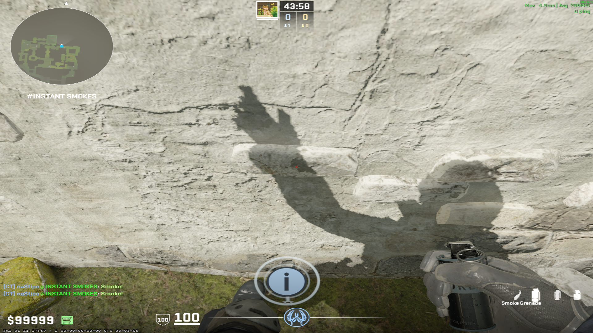 Ancient smoke lineup B Ramp Smoke — throw 3, where to aim