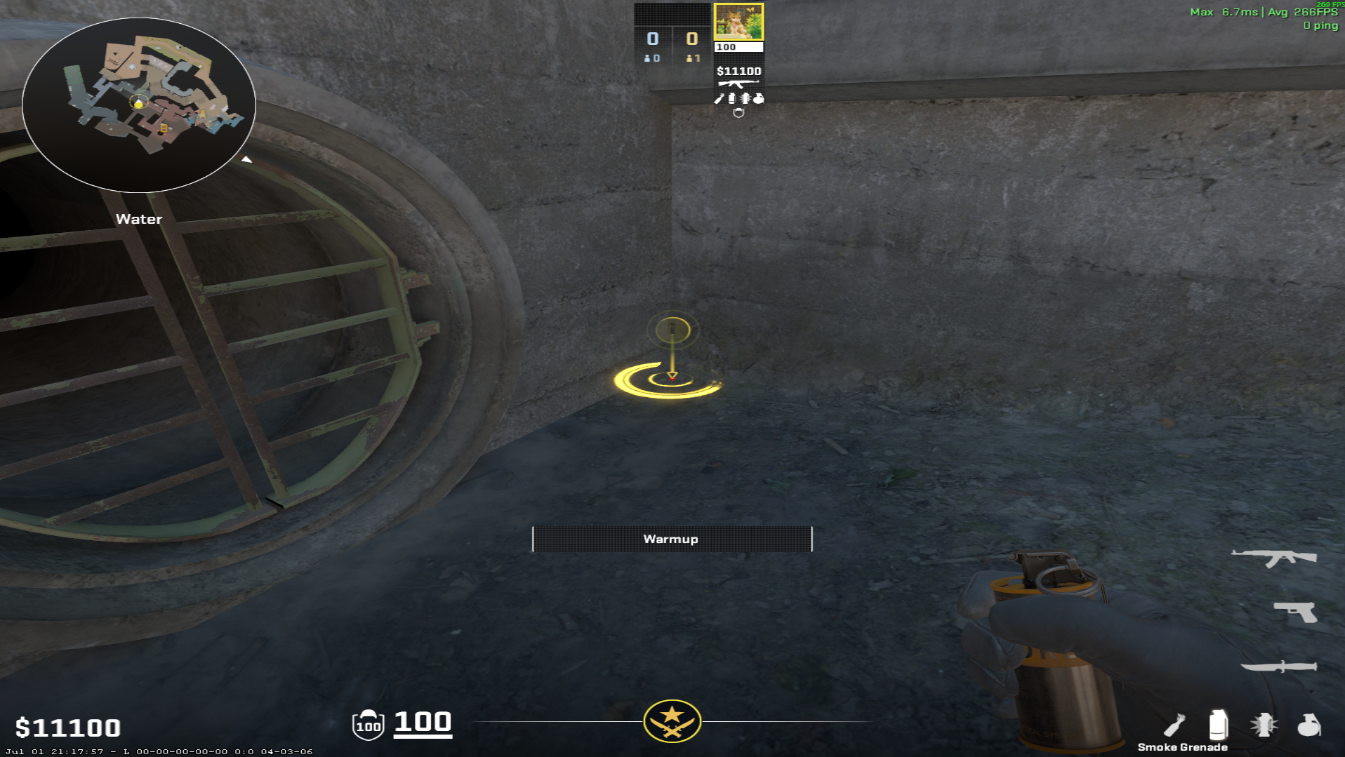 Overpass smoke lineup B Site Smoke (Monster) — throw 1, where to stand