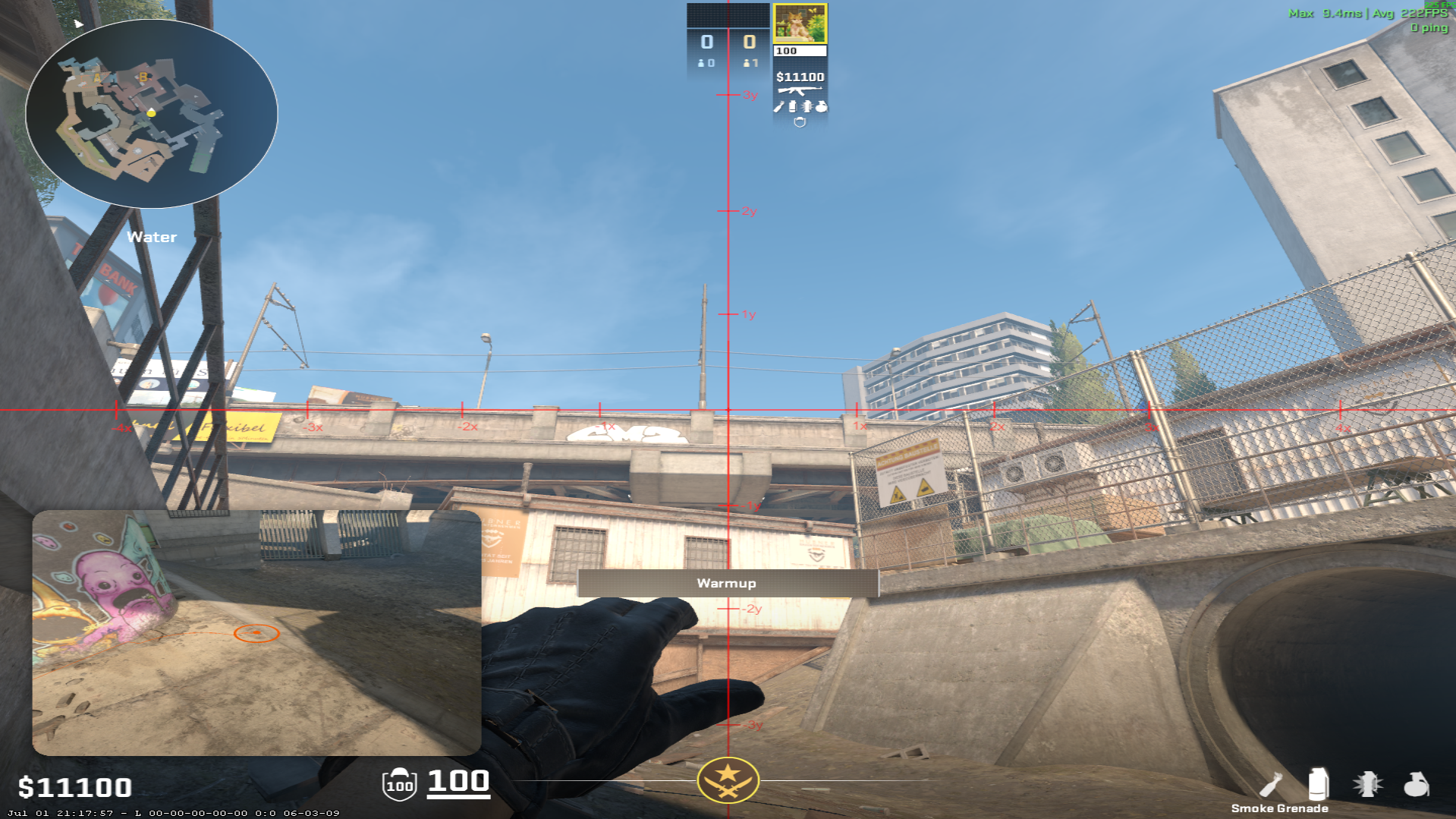 Overpass smoke lineup B Site Smoke (Monster) — throw 1, where to aim