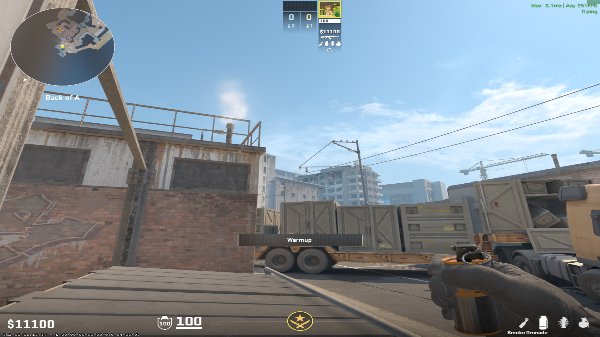 Overpass smoke lineup Monster Smoke from CT — throw 1, where to aim