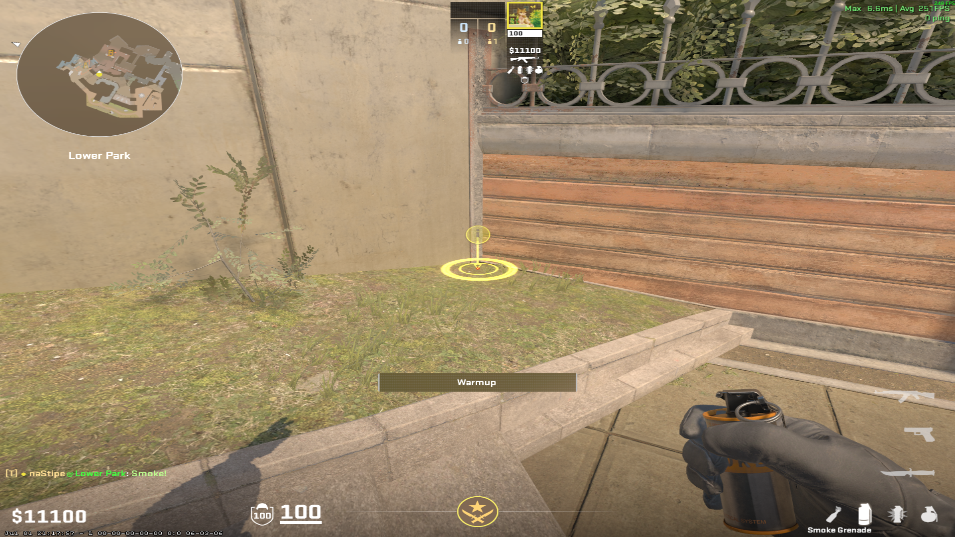 Overpass smoke lineup Mid Stairs Smoke — throw 1, where to stand