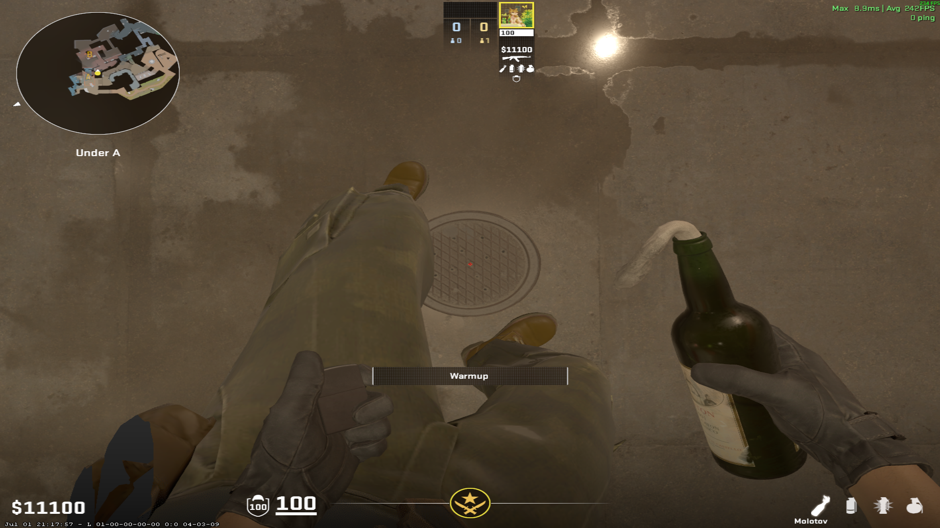 Overpass molotov lineup B Site Molotov — throw 1, where to stand (2)