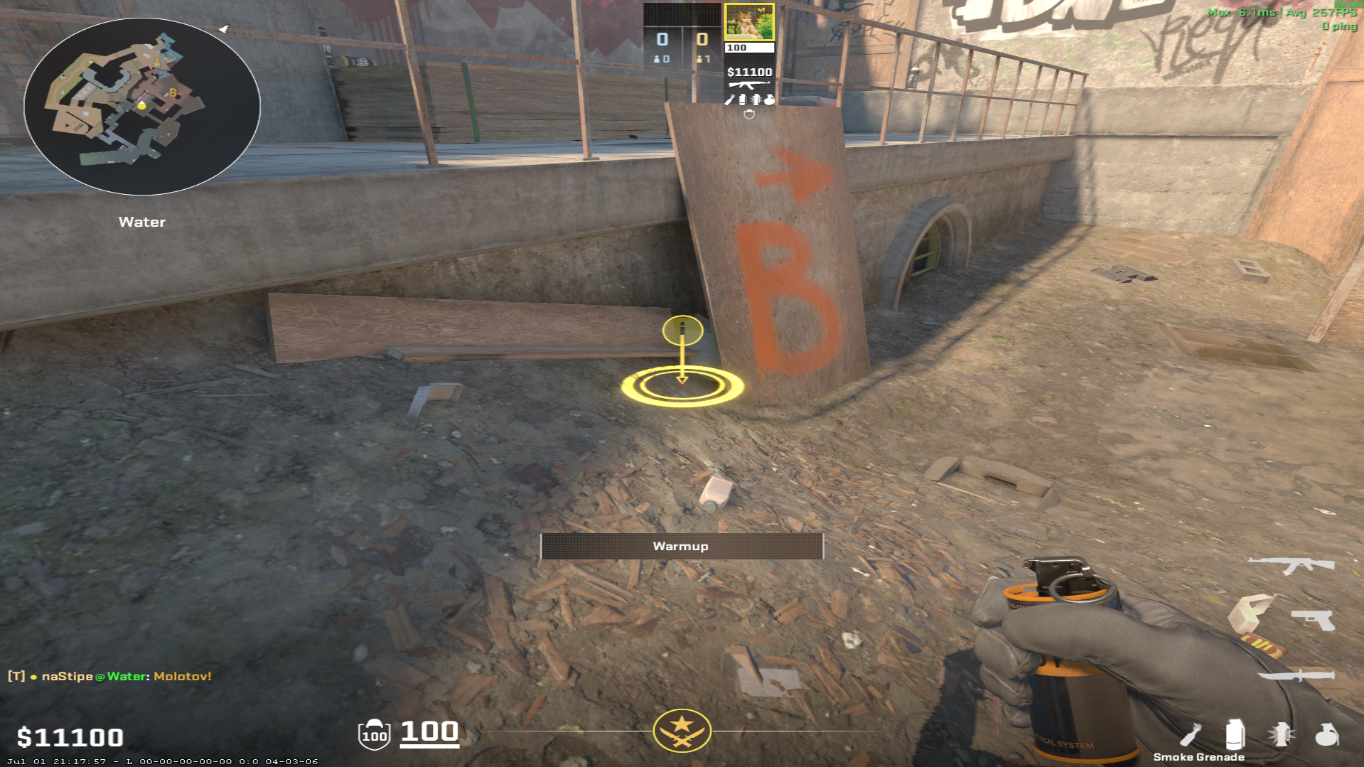 Overpass flash lineup B Site Flash — throw 1, where to stand
