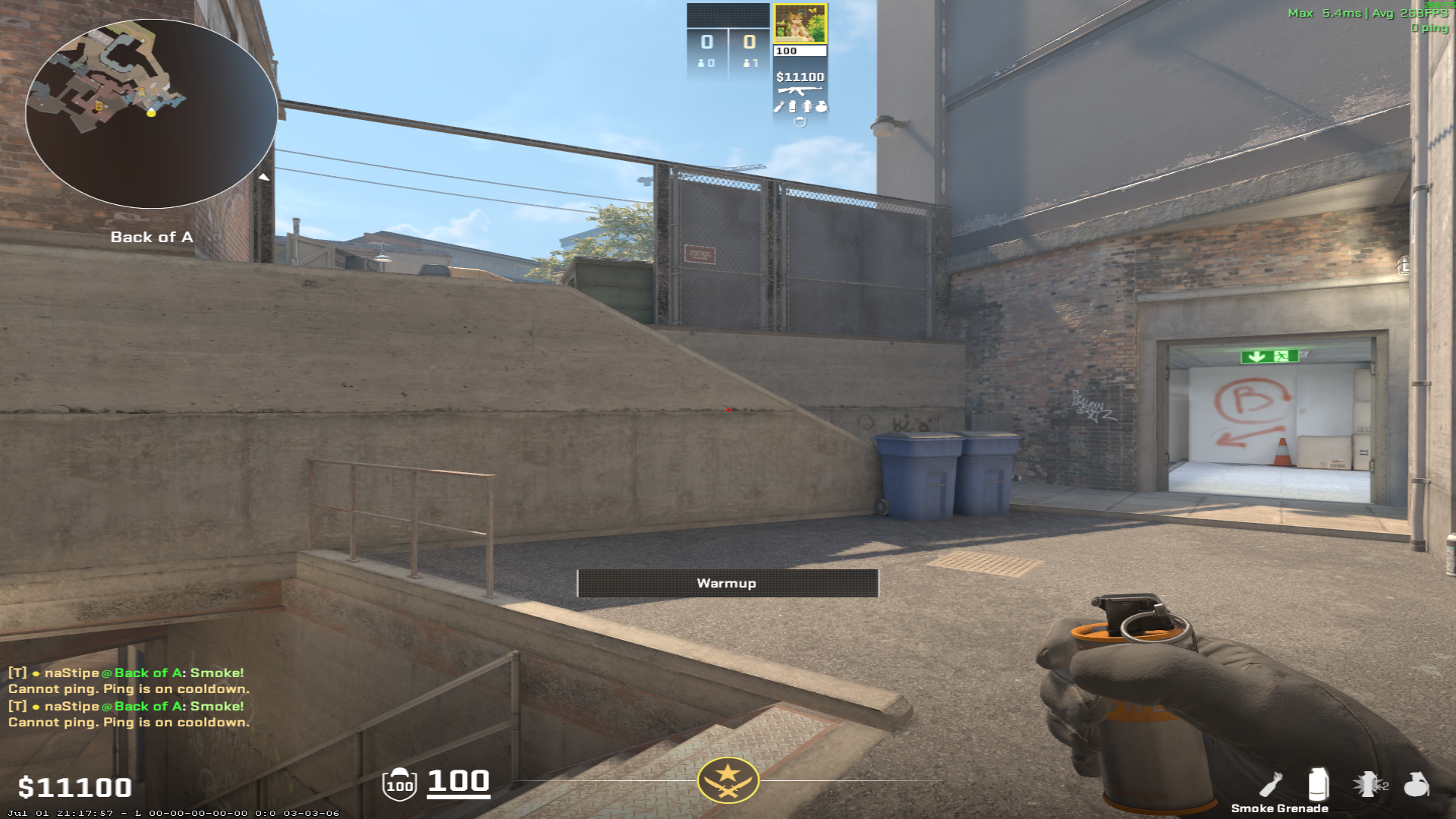 Overpass smoke lineup A Site Smoke (Long) — throw 1, where to aim