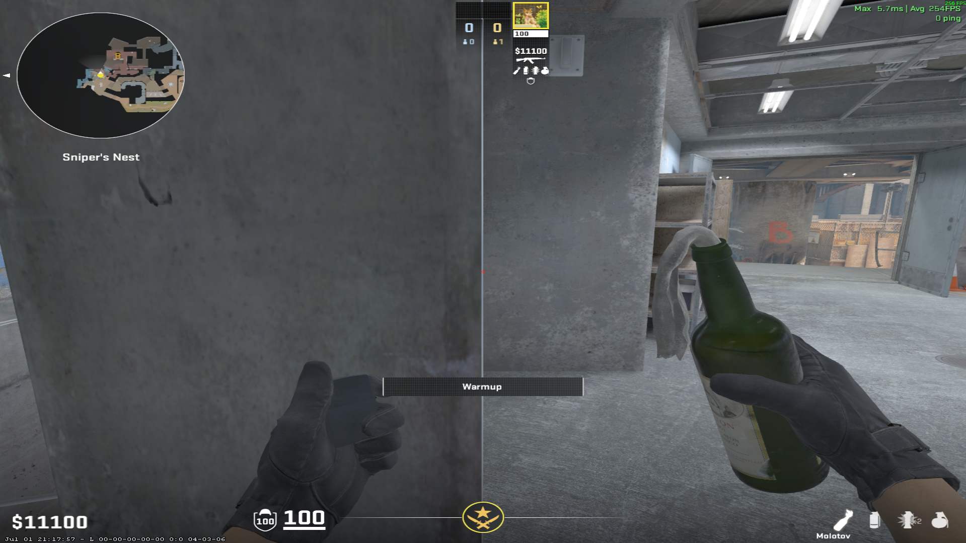 Overpass molotov lineup B Site Molotov — throw 2, where to stand (2)