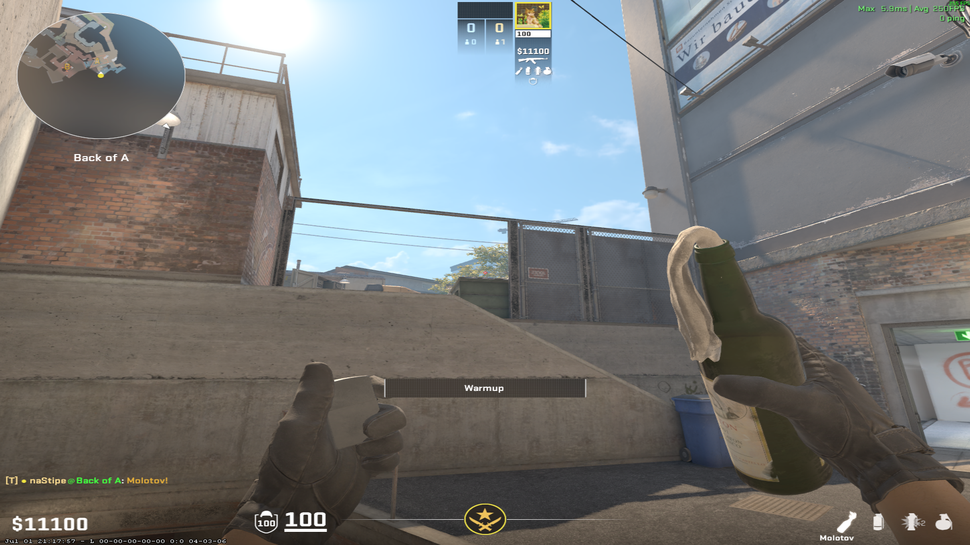Overpass molotov lineup A Site Molotov — throw 1, where to aim