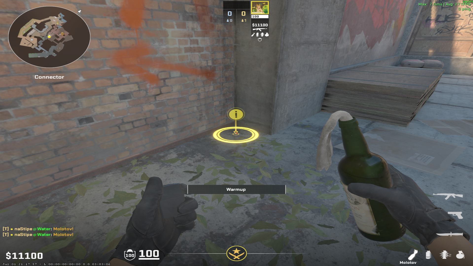 Overpass molotov lineup B Site Molotov — throw 3, where to stand