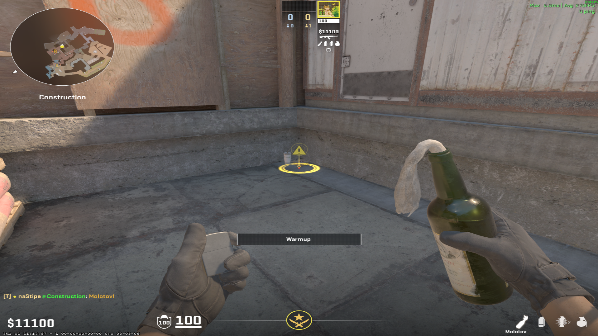 Overpass molotov lineup ABC Molotov (Left) — throw 1, where to stand