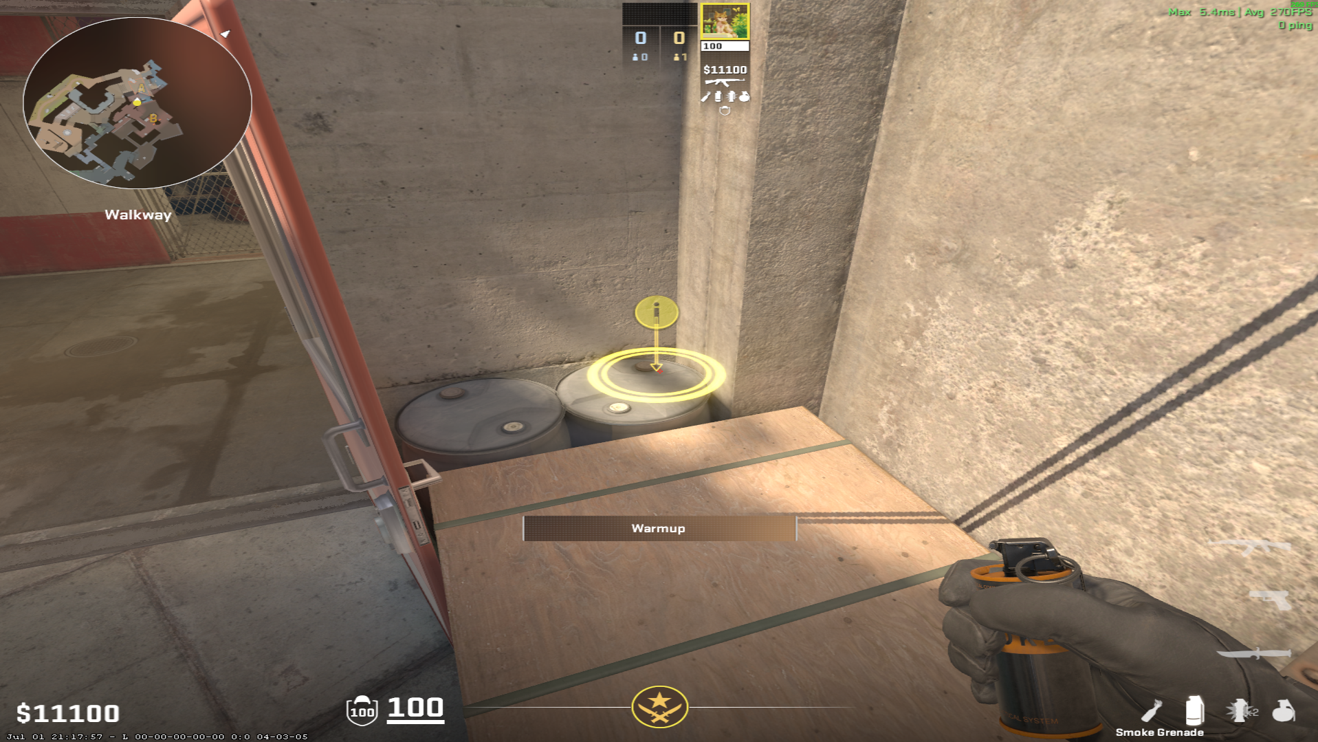 Overpass smoke lineup Short Smoke — throw 1, where to stand