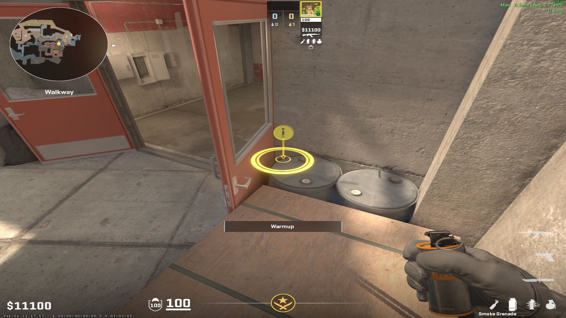 Overpass smoke lineup B Site Smoke — throw 1, where to stand
