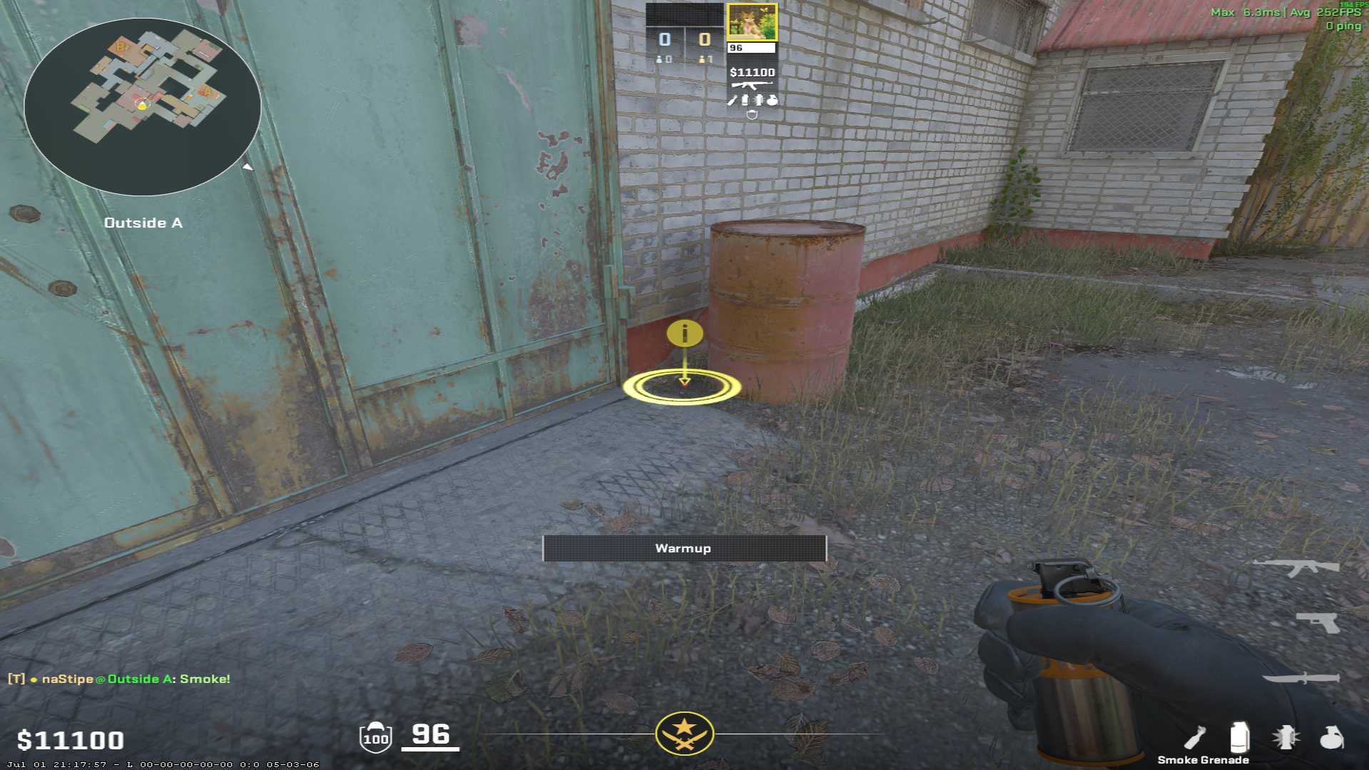 Cache smoke lineup Deep NBK Smoke From T — throw 1, where to stand