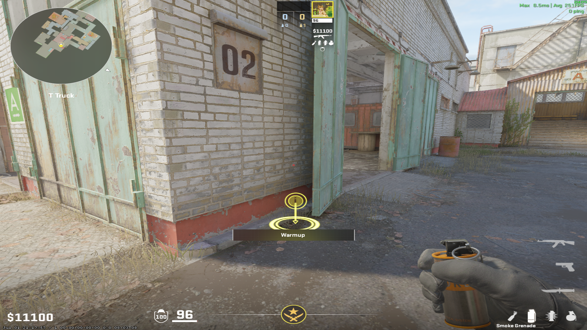 Cache smoke lineup A Site Default Smoke — throw 1, where to stand
