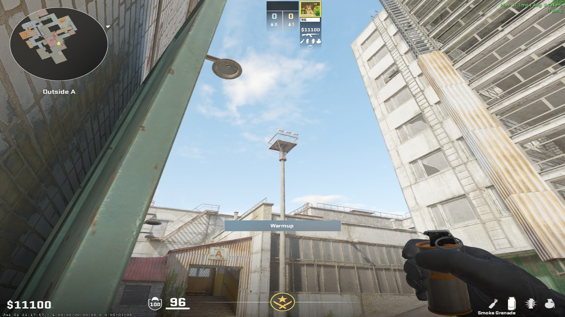 Cache smoke lineup A Site Default Smoke — throw 1, where to aim