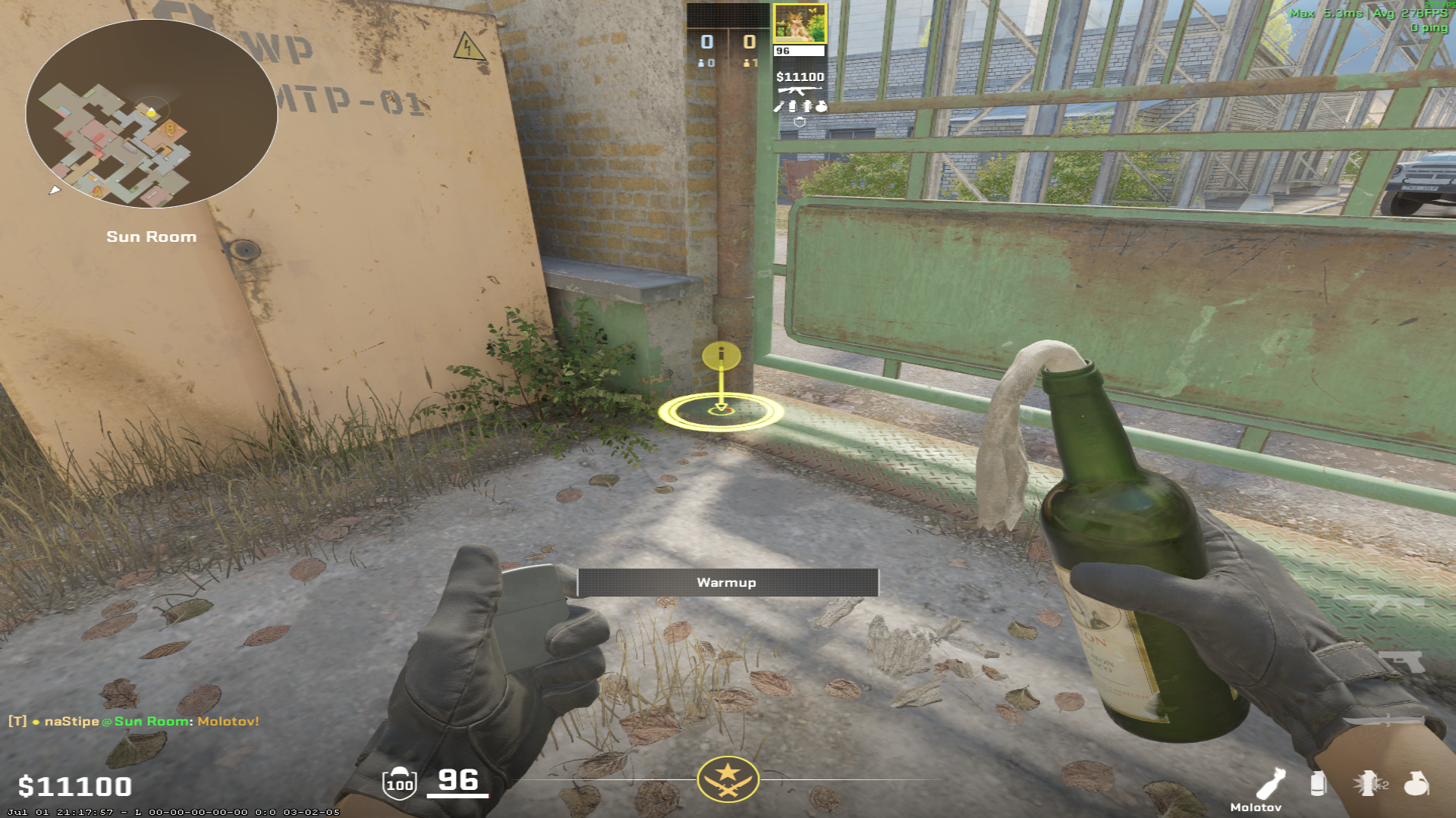 Cache molotov lineup B Default Molotov — throw 1, where to stand