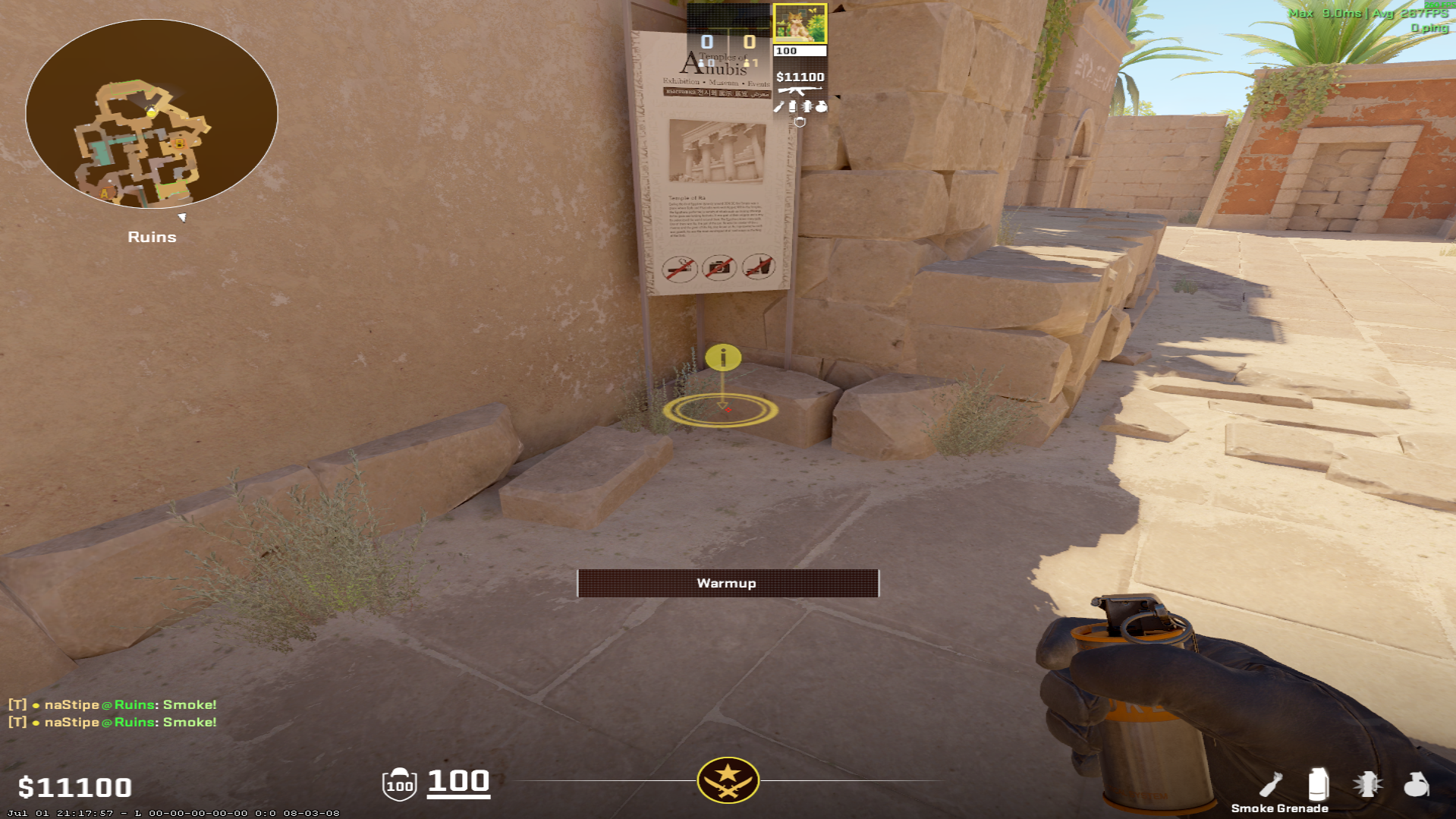 Anubis smoke lineup Camera Smoke — throw 2, where to stand